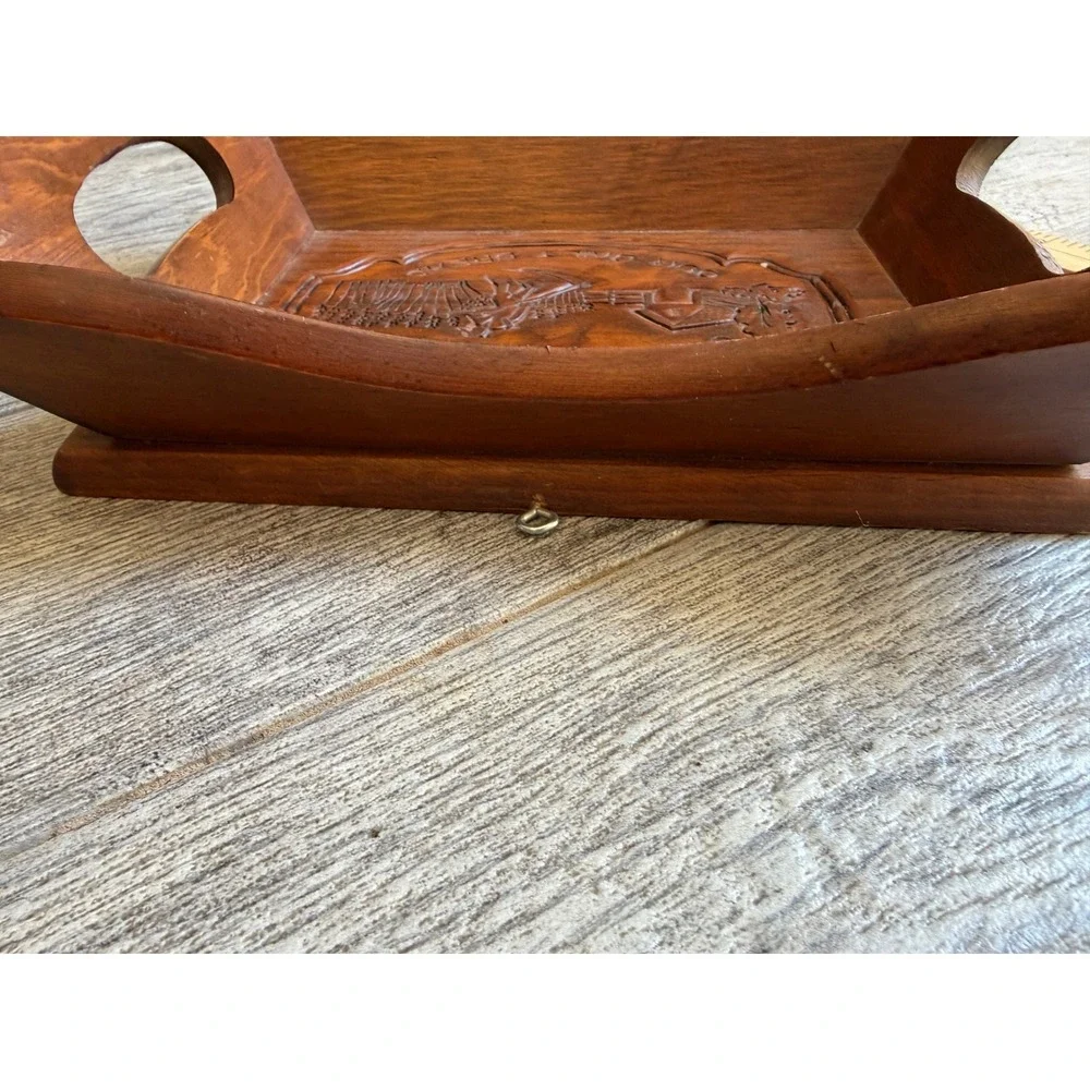 Wood‎ Bread Tray Engraved Give Us This Day Daily Cape Craftsmen Harvest Vintage